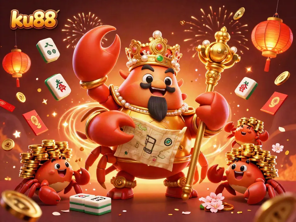 Experience thrilling gaming with ku88's vibrant 3D crab emperor and dynamic casino elements.