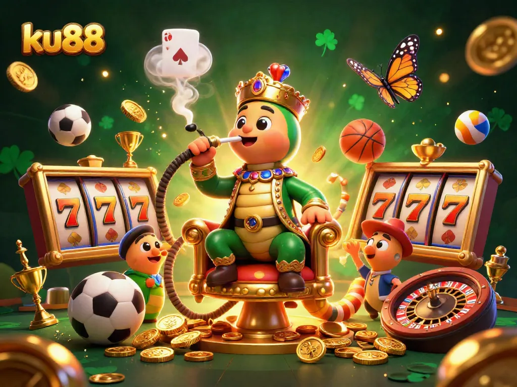 Engage with ku88's online casino world featuring dynamic slot elements and vibrant characters.
