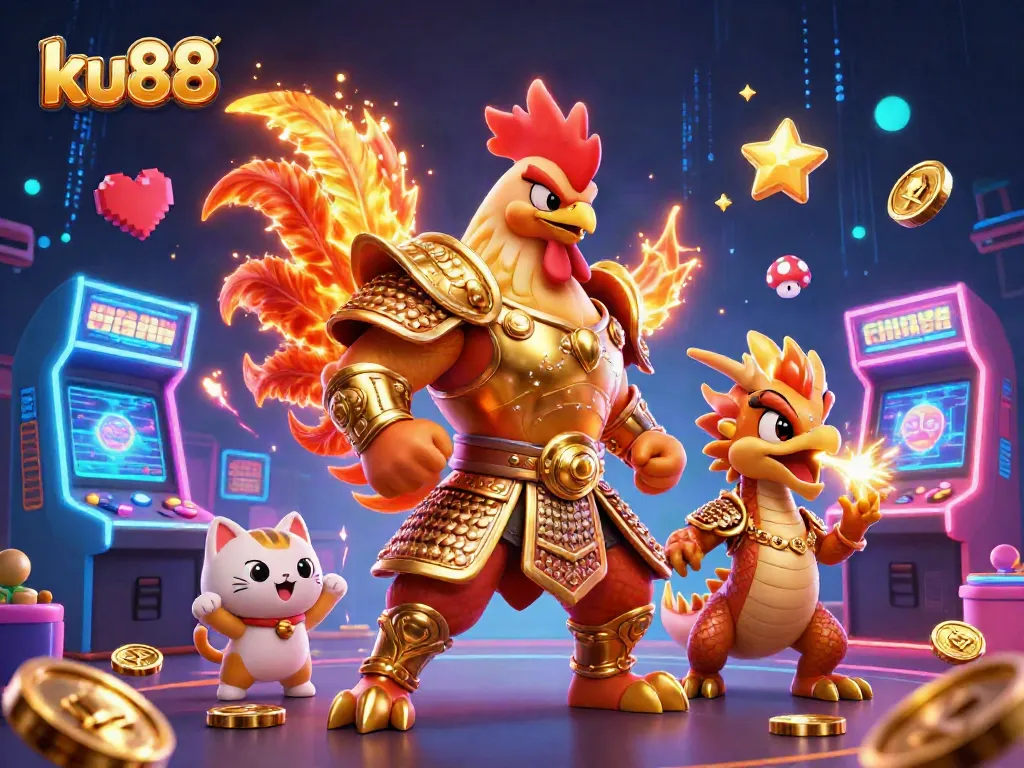 Exciting ku88 scene featuring dynamic characters and vibrant casino elements for an engaging gaming experience.